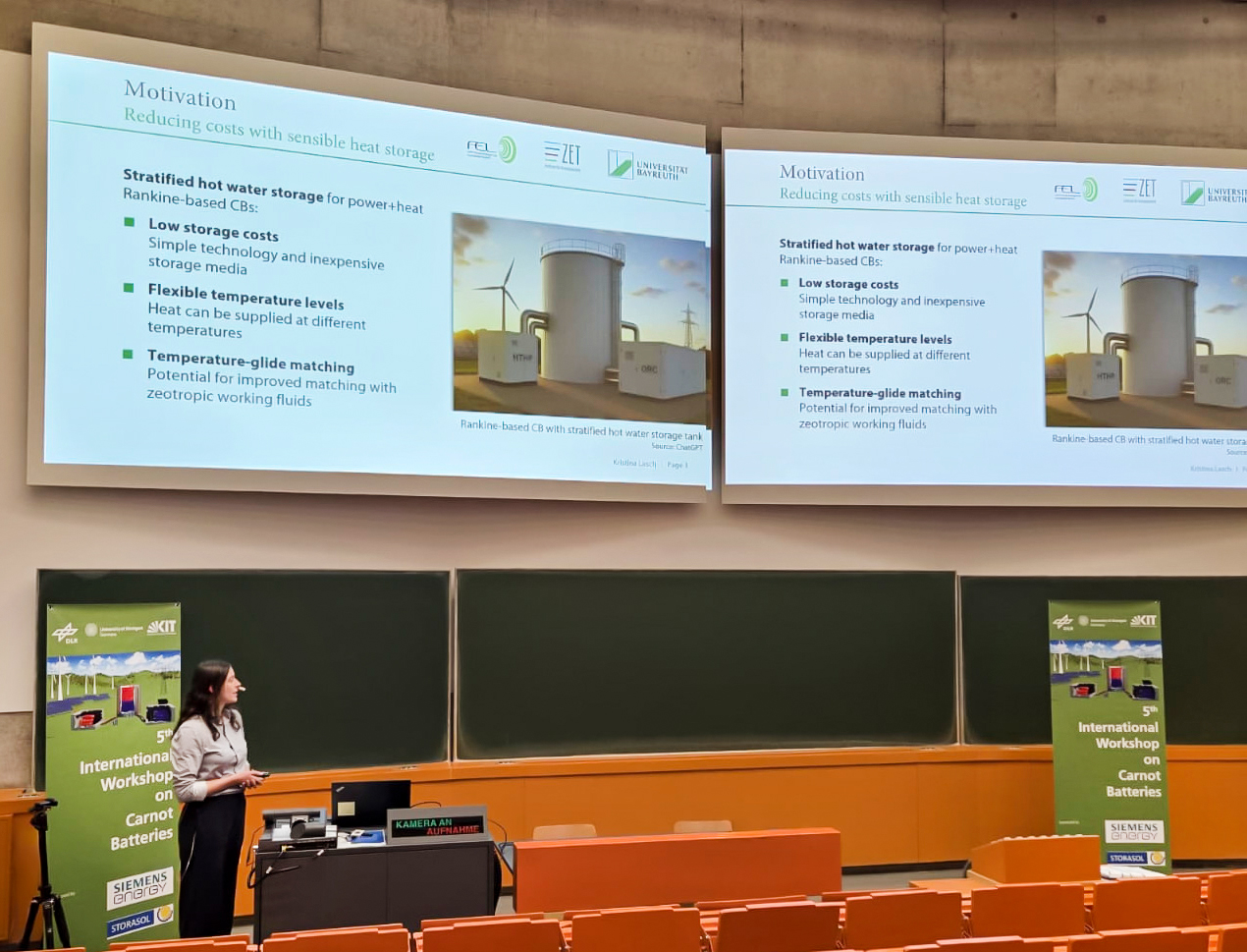 Kristina Lasch hält Ihren Vortrag beim 5th International Workshop on Carnot Batteries in Stuttgart